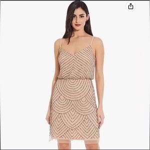 Elegant Beige Beaded Dress